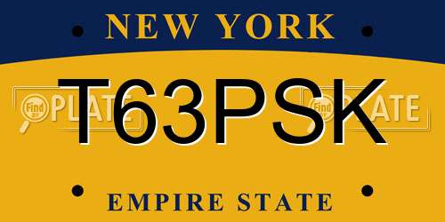 T63PSK New York License Plate