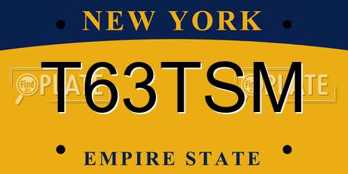 T63TSM New York License Plate