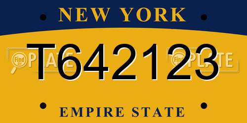 T642123 New York License Plate