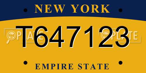 T647123 New York License Plate