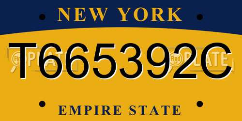 T665392C New York License Plate
