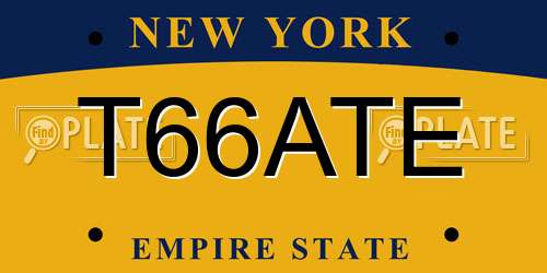 T66ATE New York License Plate
