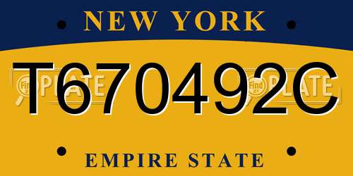 T670492C New York License Plate