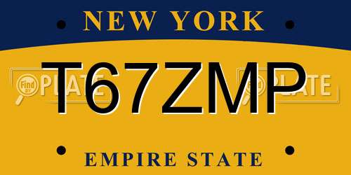 T67ZMP New York License Plate