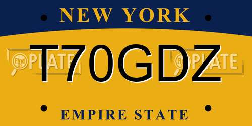 T70GDZ New York License Plate
