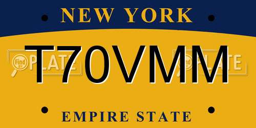 T70VMM New York License Plate