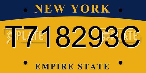 T718293C New York License Plate