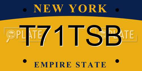 T71TSB New York License Plate