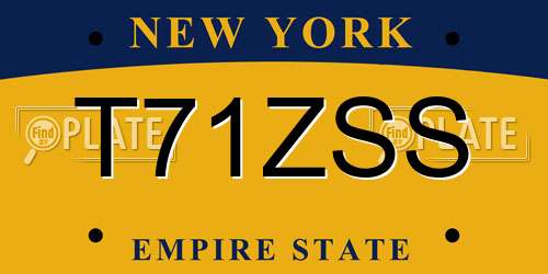 T71ZSS New York License Plate
