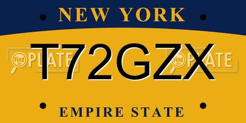 T72GZX New York License Plate