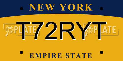 T72RYT New York License Plate