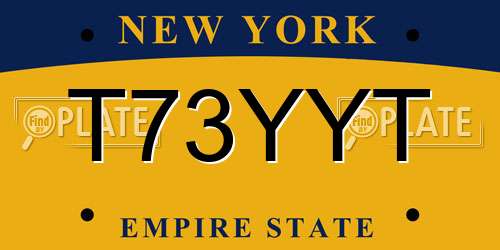 T73YYT New York License Plate