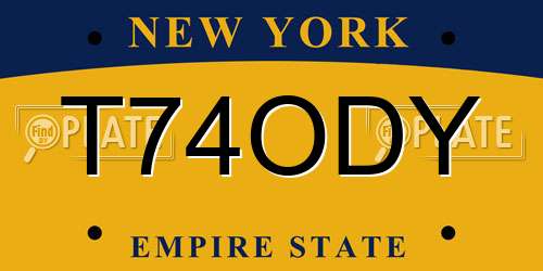 T74ODY New York License Plate
