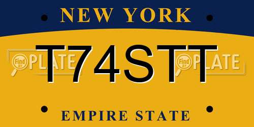 T74STT New York License Plate