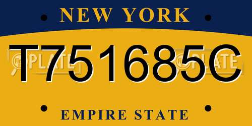 T751685C New York License Plate