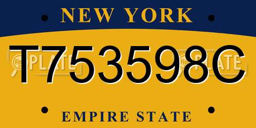 T753598C New York License Plate