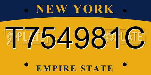 T754981C New York License Plate