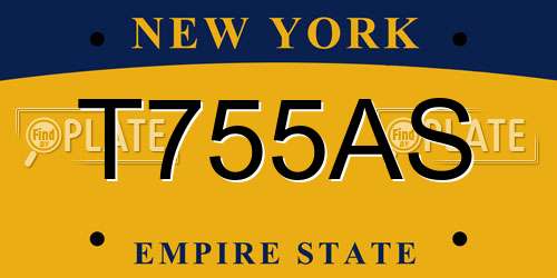 T755AS New York License Plate