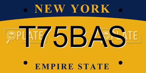 T75BAS New York License Plate