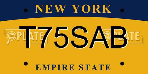 T75SAB New York License Plate