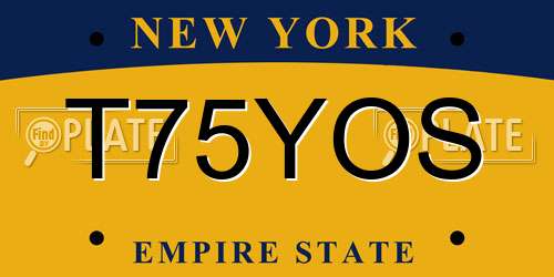 T75YOS New York License Plate