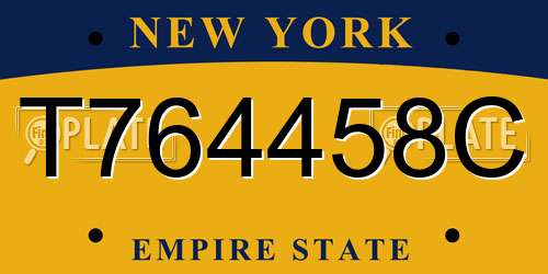 T764458C New York License Plate