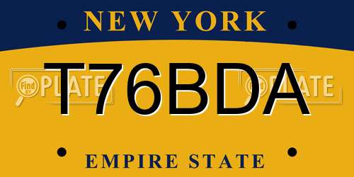 T76BDA New York License Plate