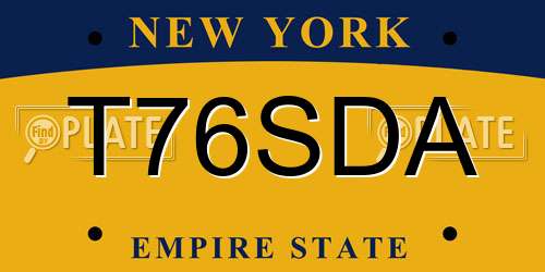 T76SDA New York License Plate
