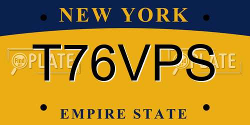 T76VPS New York License Plate