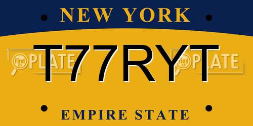 T77RYT New York License Plate