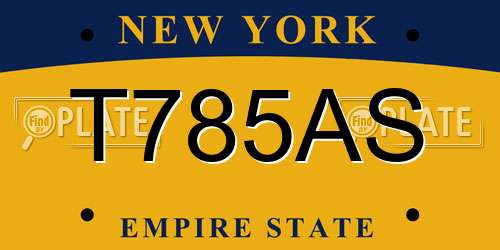 T785AS New York License Plate