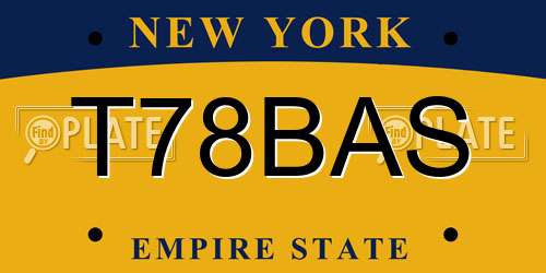 T78BAS New York License Plate
