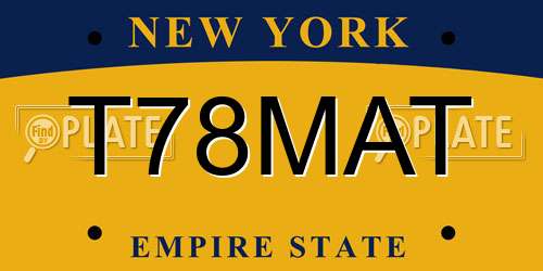 T78MAT New York License Plate