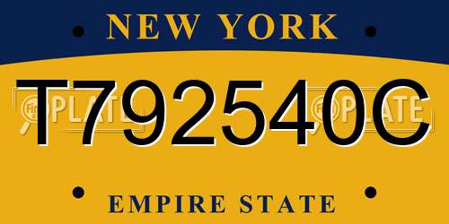 T792540C New York License Plate