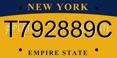T792889C New York License Plate