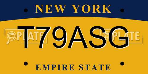 T79ASG New York License Plate