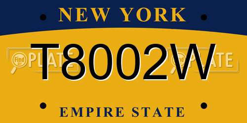 T8002W New York License Plate