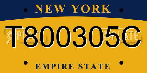 T800305C New York License Plate