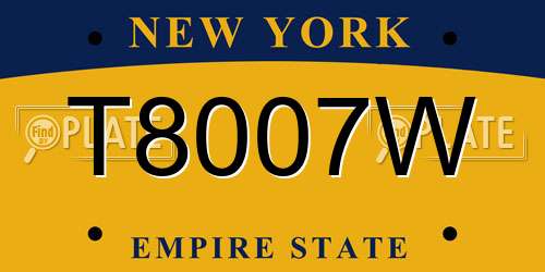 T8007W New York License Plate