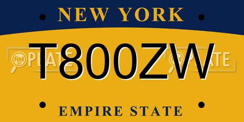 T800ZW New York License Plate