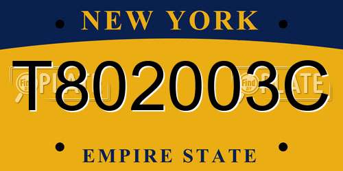 T802003C New York License Plate