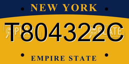 T804322C New York License Plate