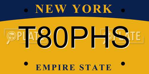 T80PHS New York License Plate
