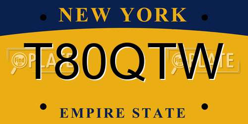 T80QTW New York License Plate