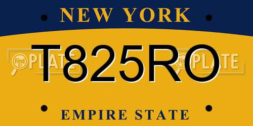 T825RO New York License Plate