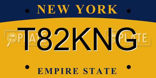 T82KNG New York License Plate