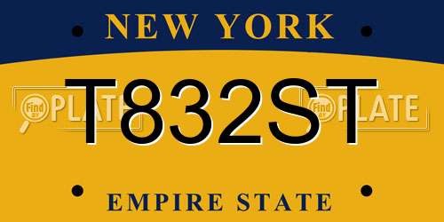 T832ST New York License Plate