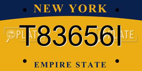 T83656I New York License Plate