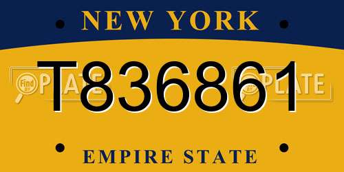 T836861 New York License Plate