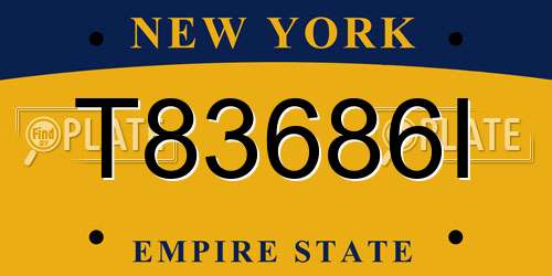 T83686I New York License Plate